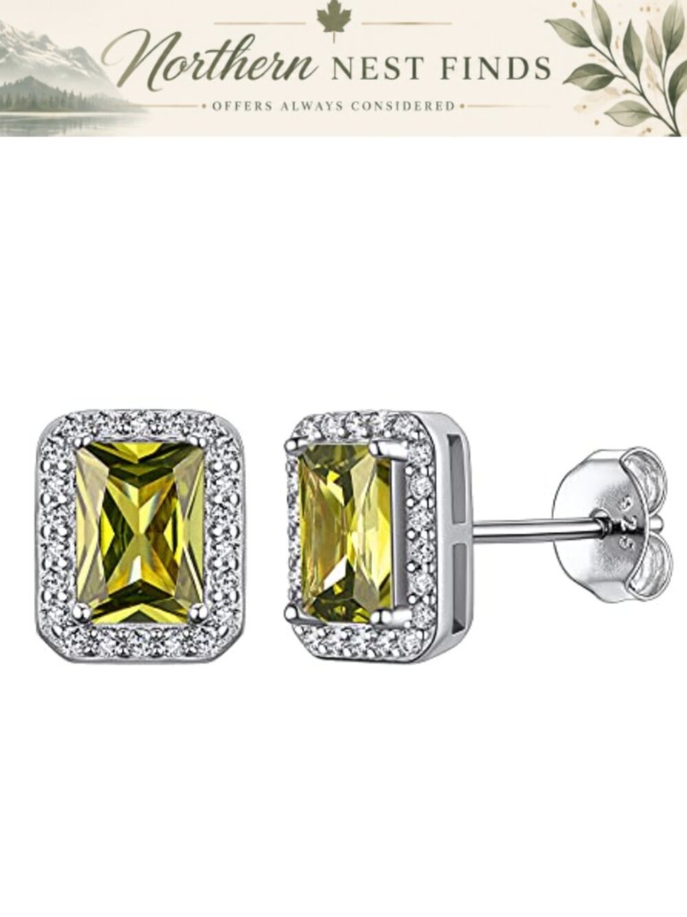 925 Sterling Silver Birthstone Stud Earrings Cushion Cut Hypoallergenic